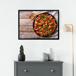 Obraz w ramie Warzywa na parze - bakłażan, papryka, pomidory, cukinia, cebula 
