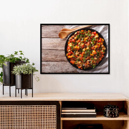 Plakat w ramie Warzywa na parze - bakłażan, papryka, pomidory, cukinia, cebula 