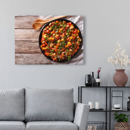 Obraz na płótnie Warzywa na parze - bakłażan, papryka, pomidory, cukinia, cebula 