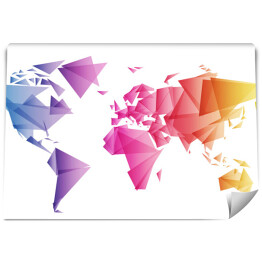 Fototapeta winylowa zmywalna Kolorowa mapa świata w geometryczne trójkąty