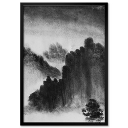 Plakat w ramie Chińskie góry we mgle