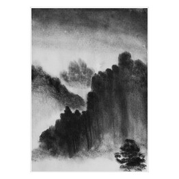 Plakat samoprzylepny Chińskie góry we mgle