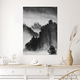 Plakat samoprzylepny Chińskie góry we mgle