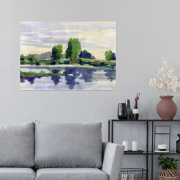 Plakat samoprzylepny Letni krajobraz z rzeką