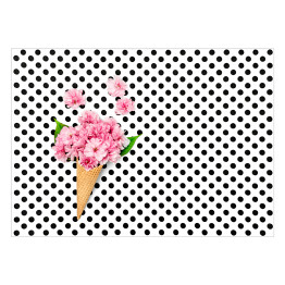 Plakat samoprzylepny Rożek waflowy z kwiatami czereśni