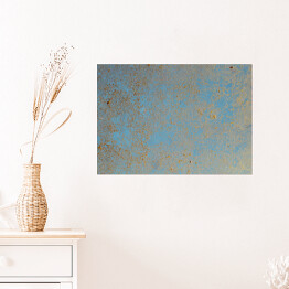 Plakat samoprzylepny Niebieska ściana ze złotymi ozdobami 3D