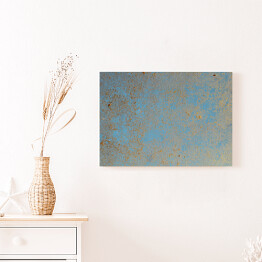 Obraz na płótnie Niebieska ściana ze złotymi ozdobami 3D
