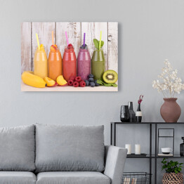 Obraz na płótnie Owocowe smoothies w kolorach tęczy