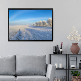 Obraz w ramie Białe drzewa pokryte śniegiem 
