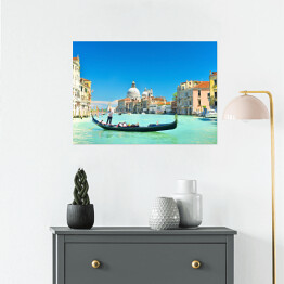 Plakat Wenecja - gondola na tle architektury