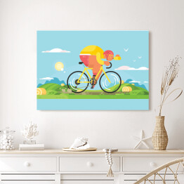 Obraz na płótnie Sportowiec na rowerze - kolorowa ilustracja