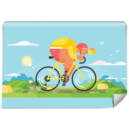 Fototapeta Sportowiec na rowerze - kolorowa ilustracja