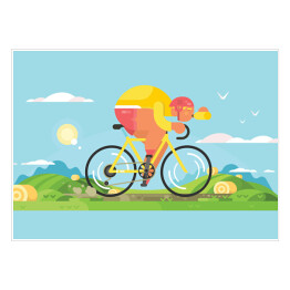 Plakat Sportowiec na rowerze - kolorowa ilustracja