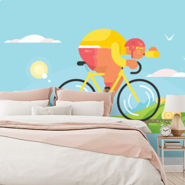 Fototapeta Sportowiec na rowerze - kolorowa ilustracja