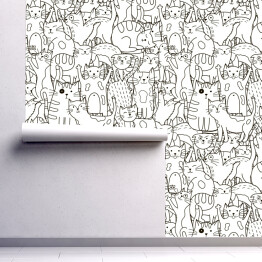 Tapeta samoprzylepna w rolce Wesołe kotki w czarno białe wzory