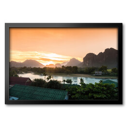 Obraz w ramie Zmierzch nad rzeką, Laos
