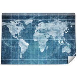 Fototapeta samoprzylepna Mapa świata w formie planu na ciemnym niebieskim tle