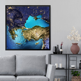 Obraz w ramie Grecja, Turcja, widok satelitarny