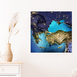 Plakat samoprzylepny Grecja, Turcja, widok satelitarny
