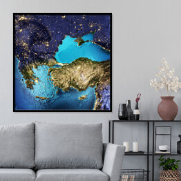 Plakat w ramie Grecja, Turcja, widok satelitarny