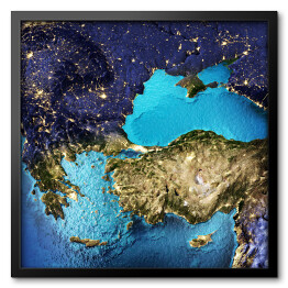 Obraz w ramie Grecja, Turcja, widok satelitarny