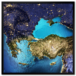 Plakat w ramie Grecja, Turcja, widok satelitarny