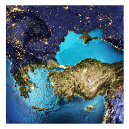 Plakat samoprzylepny Grecja, Turcja, widok satelitarny