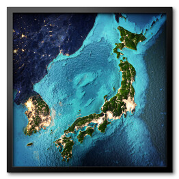 Obraz w ramie Japonia i Korea, widok satelitarny