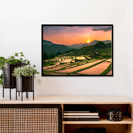Plakat w ramie Wieczorny krajobraz z tarasów ryżowych