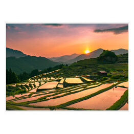 Wieczorny krajobraz z tarasów ryżowych