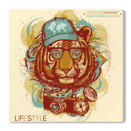 Obraz na płótnie Tygrys - hipster w ciepłych barwach