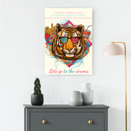 Obraz na płótnie Tygrys - hipster na kolorowym tle