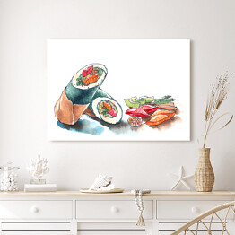 Obraz na płótnie Sushi burrito - japońskie i meksykańskie jedzenie