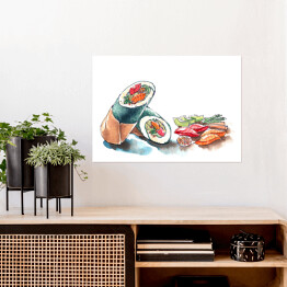 Plakat Sushi burrito - japońskie i meksykańskie jedzenie