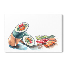 Obraz na płótnie Sushi burrito - japońskie i meksykańskie jedzenie