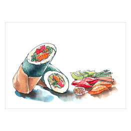 Plakat Sushi burrito - japońskie i meksykańskie jedzenie