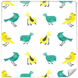 Tapeta samoprzylepna w rolce Niebieskie i żółte wesołe ptaszki