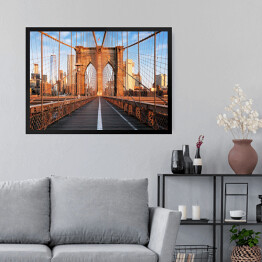 Obraz w ramie Most Brooklyński o wschodzie słońca w Nowym Jorku