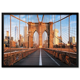 Plakat w ramie Most Brooklyński o wschodzie słońca w Nowym Jorku