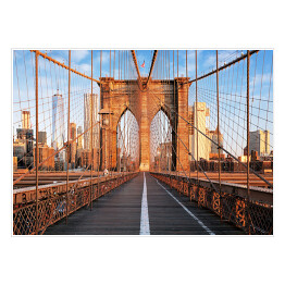 Plakat samoprzylepny Most Brooklyński o wschodzie słońca w Nowym Jorku