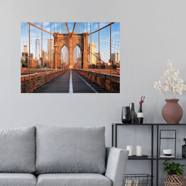 Plakat samoprzylepny Most Brooklyński o wschodzie słońca w Nowym Jorku