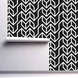 Tapeta winylowa zmywalna w rolce Geometryczny czarno-biały wzór - stylowa mozaika
