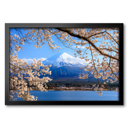 Obraz w ramie Wdok na Fuji znad jeziora, Japonia