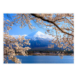 Plakat samoprzylepny Wdok na Fuji znad jeziora, Japonia