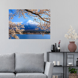 Plakat Wdok na Fuji znad jeziora, Japonia