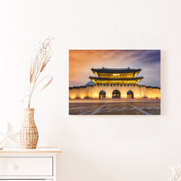 Obraz na płótnie Oświetlona brama Gwanghwamun i Pałac Geyongbokgung 