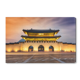 Obraz na płótnie Oświetlona brama Gwanghwamun i Pałac Geyongbokgung 