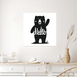 Plakat samoprzylepny Śmieszny czarno biały niedźwiedź