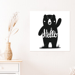Plakat samoprzylepny Śmieszny czarno biały niedźwiedź