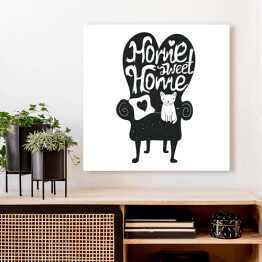 Obraz na płótnie Nie ma to jak w domu - ilustracja z białym kota na czarnej kanapie